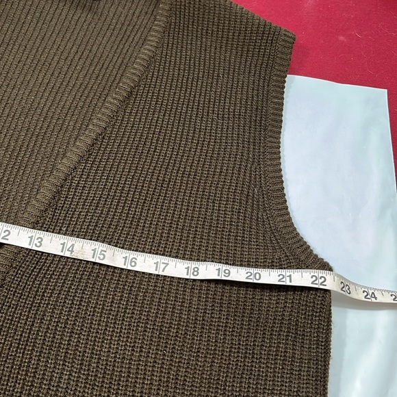 BROWN sweater vest grunge open front long knit front pockets grandpa grunge 90s - Picture 6 of 11